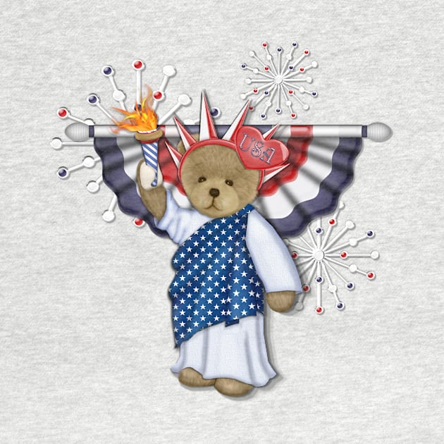 Patriotic Liberty Bear on Red by SpiceTree